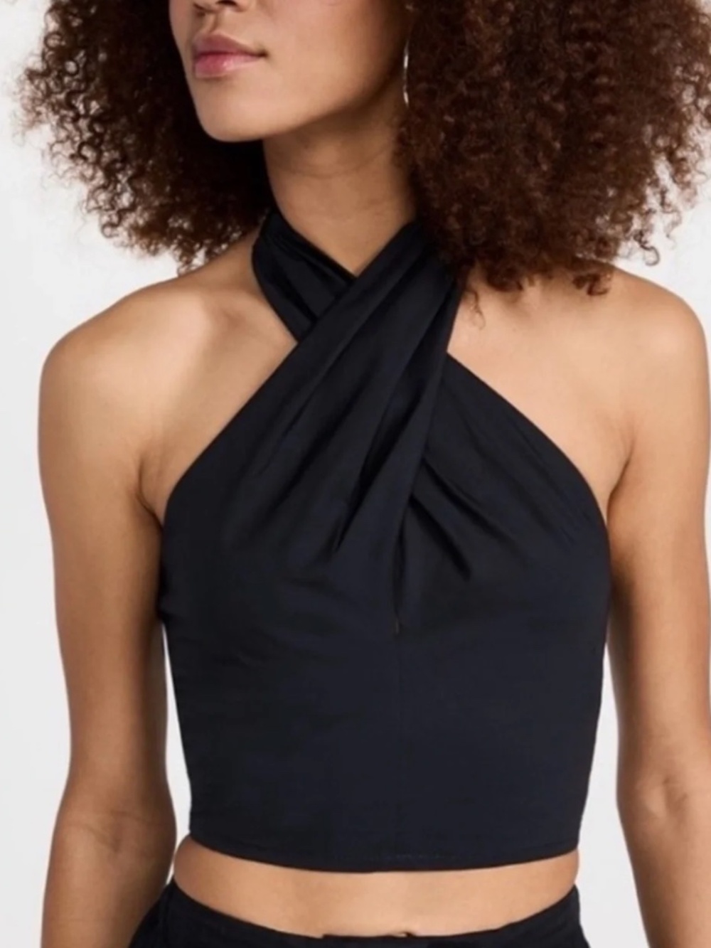 STAUD Black Kai Halter Top Crop Tank Sz S
